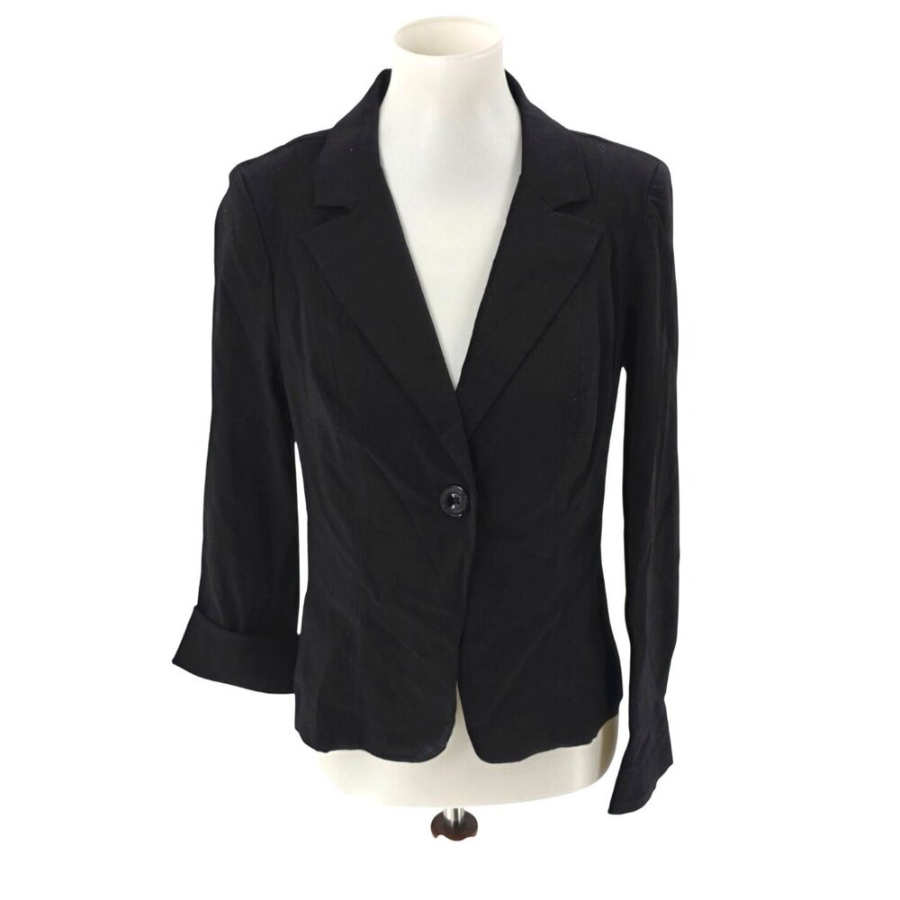 Xoxo Black Single Button Blazer Jacket Womens M Rayon Blend